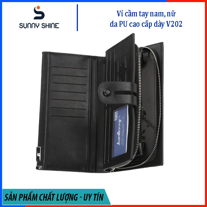 Ví cầm tay nam, nữ da PU, ví đen, nâu dự tiệc sang trọng, nhiều ngăn thẻ và đựng tiền, da cao cấp V202 | BigBuy360 - bigbuy360.vn