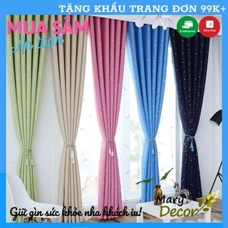 Rèm Gấm dệt 3 lớp Cao Cấp - Rèm cửa size VỪA- Chống nắng 95% (trang trí nhà cửa) Họa tiết sao