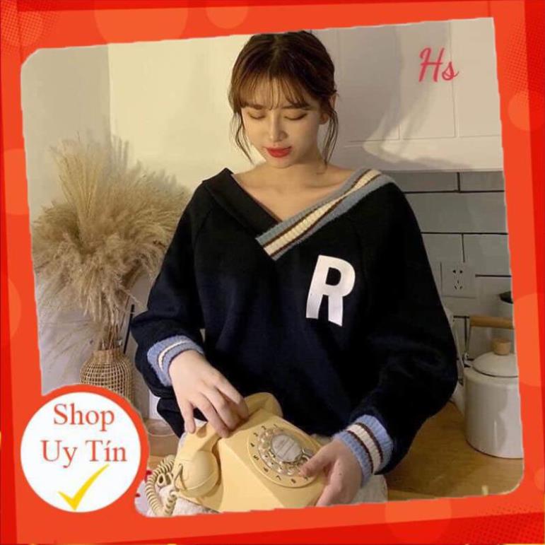 [HOT TREND] -  Áo Nỉ Nữ Dài Tay In Chữ Dáng Rộng 3 Màu -  Cổ V FreeSize G030 | BigBuy360 - bigbuy360.vn