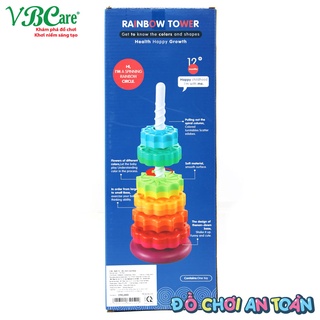 Đồ chơi xếp tháp VBCare trục thẳng xoắn ốc, 6 màu khác nhau cho bé