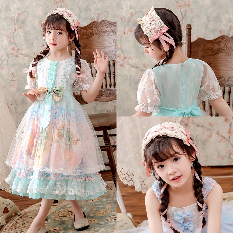 Đầm công chúa dáng xòe phối hoa xinh xắn thời trang cho bé gái