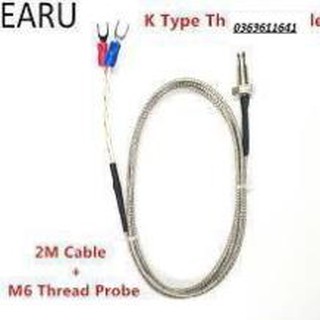 Can nhiệt K vít M6 dây dài 2m, dải nhiệt đo 0~600 oC