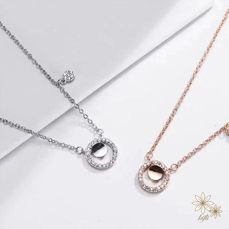 Niche Vòng cổ Mặt Đĩa Nhỏ Đính Kim Cương Sang Trọng Nhẹ Nhàng