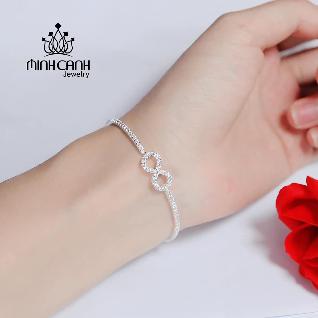 Lắc Tay Bạc Vô Cực Đính Đá Dây Rút Điều Chỉnh - Minh Canh Jewelry