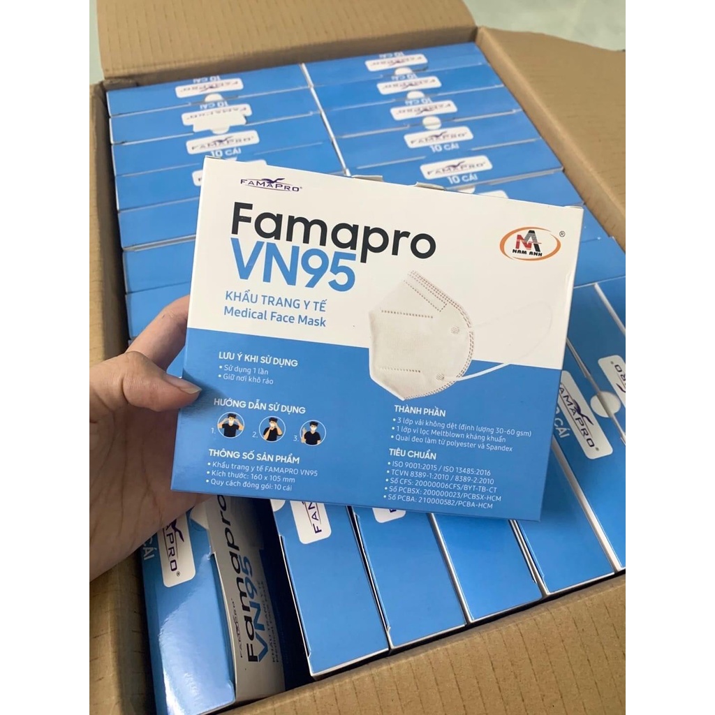 Khẩu Trang Kháng Khuẩn FAMAPRO VN95 New – (N95) Hàng VN 95 xuất khẩu chất lượng cao, ngăn bụi mịn, lọc khuẩn ≥95%