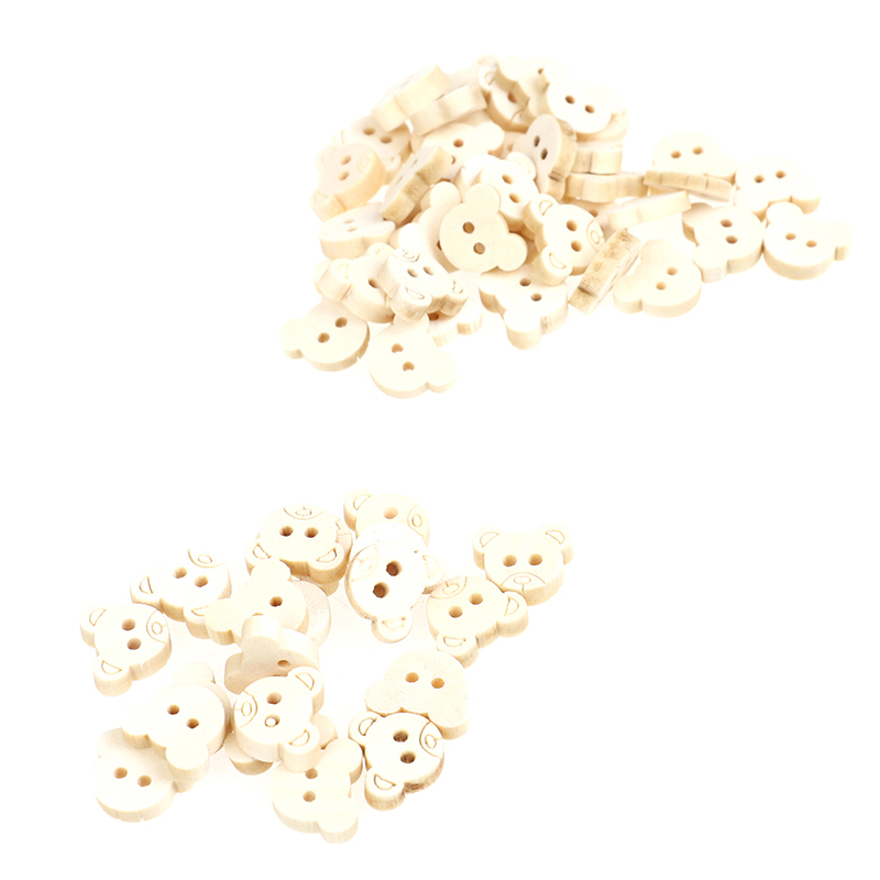 CHARMS 20 Khuy Gỗ 2 Lỗ Hình Gấu Kích Thước 13x11mm