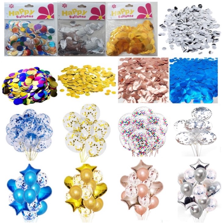 Kim Tuyến Bỏ Bong Bóng Trong Suốt, SET BÓNG MIX MÀU, SET 5 BÓNG TRONG SUỐT KÈM KIM TUYẾN, Trụ Bóng Trang Trí Sinh Nhật