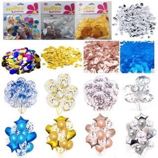 Kim tuyến bỏ bong bóng trong suốt, set bóng mix màu, set 5 bóng trong suốt kèm kim tuyến, trụ bóng trang trí sinh nhật