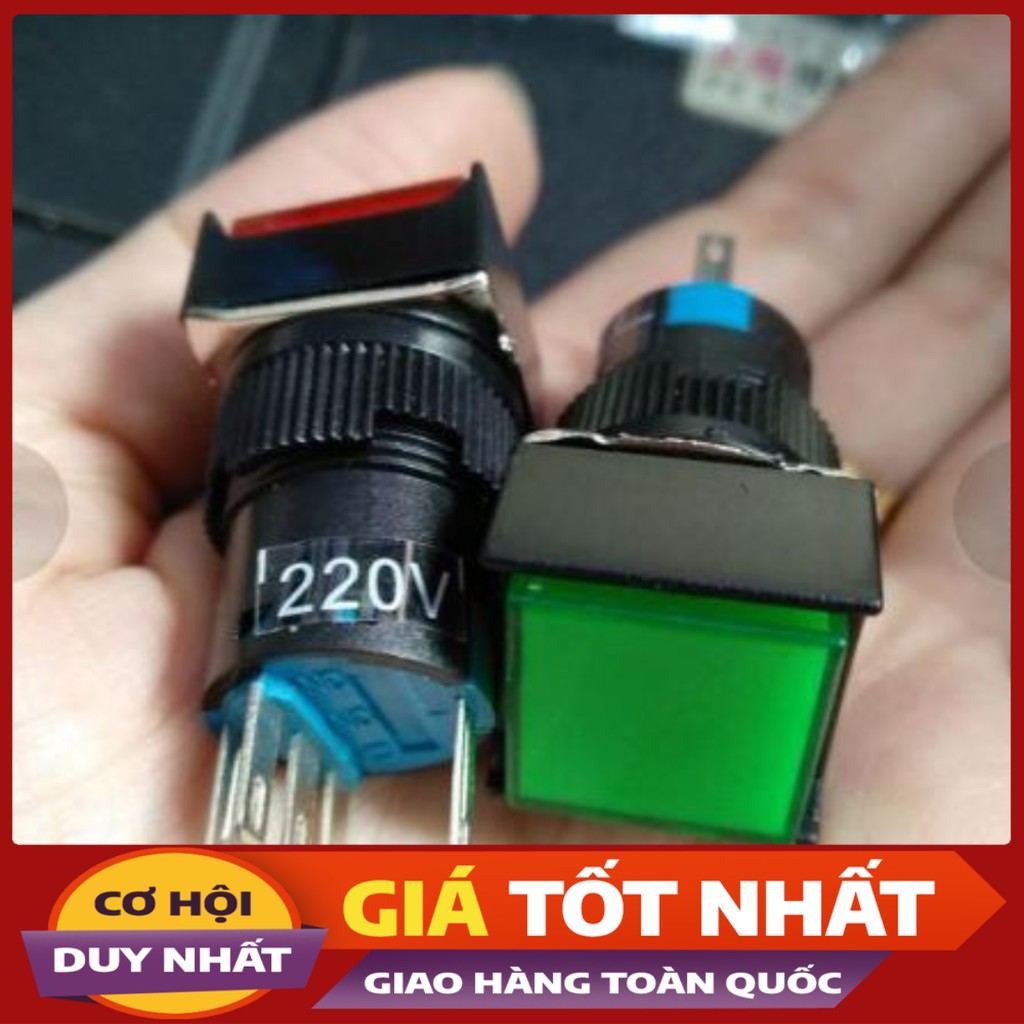 Công tắc có đèn phi 16, 5  chân 220v và 24v