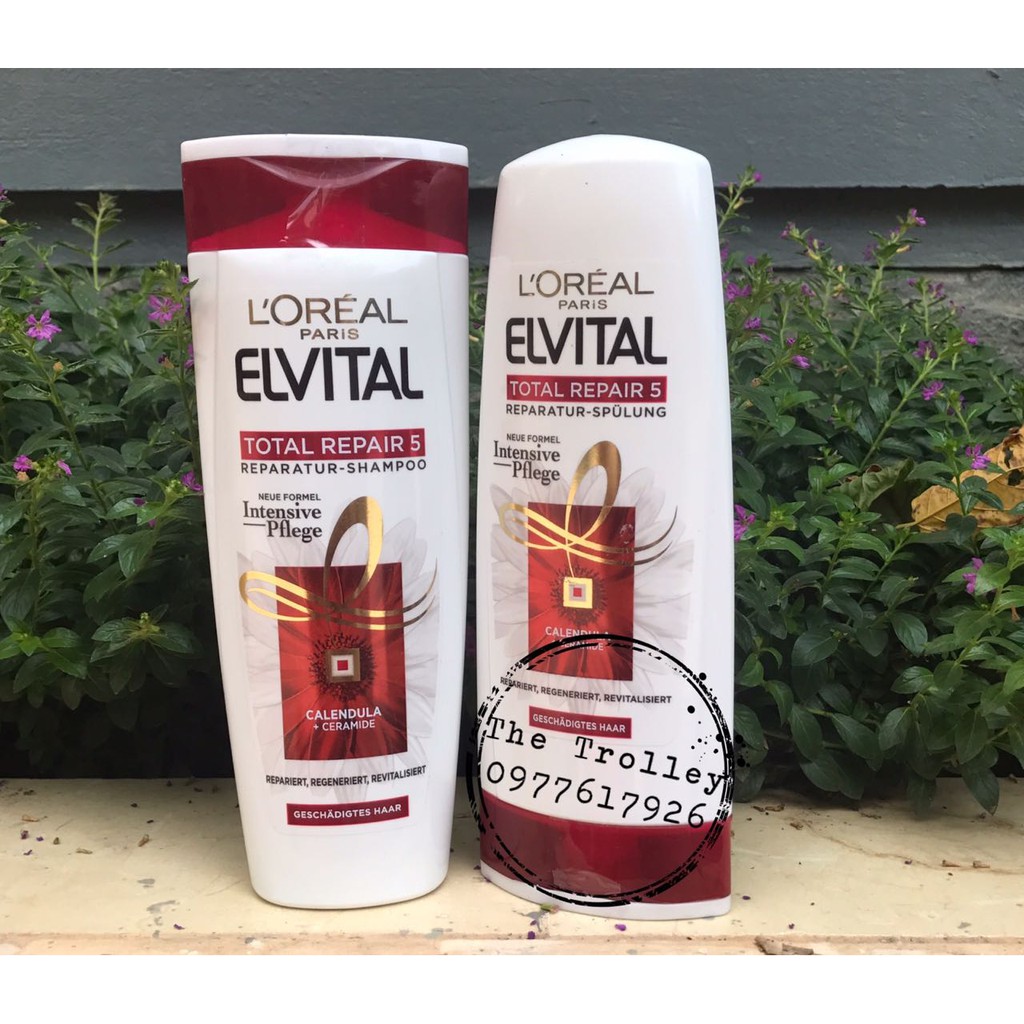 Bộ dầu gội xả ủ Loreal Elvital đỏ