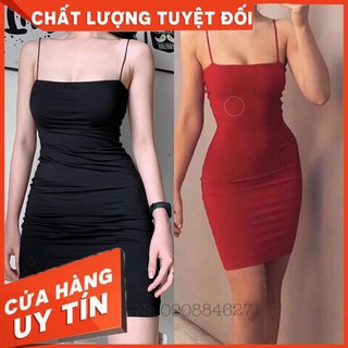 VÁY BODY 2 dây TRƠN VẢI ĐẸP XỊN- hình thật cotton zip dày mịn