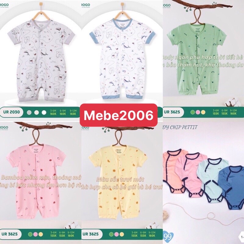FMCGXANh273 Giảm 10% tối đa Bộ body liền thân, quần áo trẻ em cộc tay UALA & ROGO cài vai hè mát 3819
