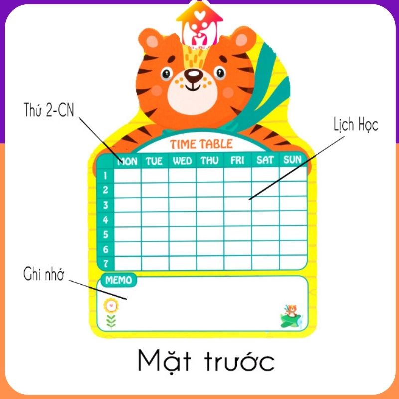 Bảng vẽ 2 mặt-bảng viết thời khóa biểu kèm bút tẩy cho bé