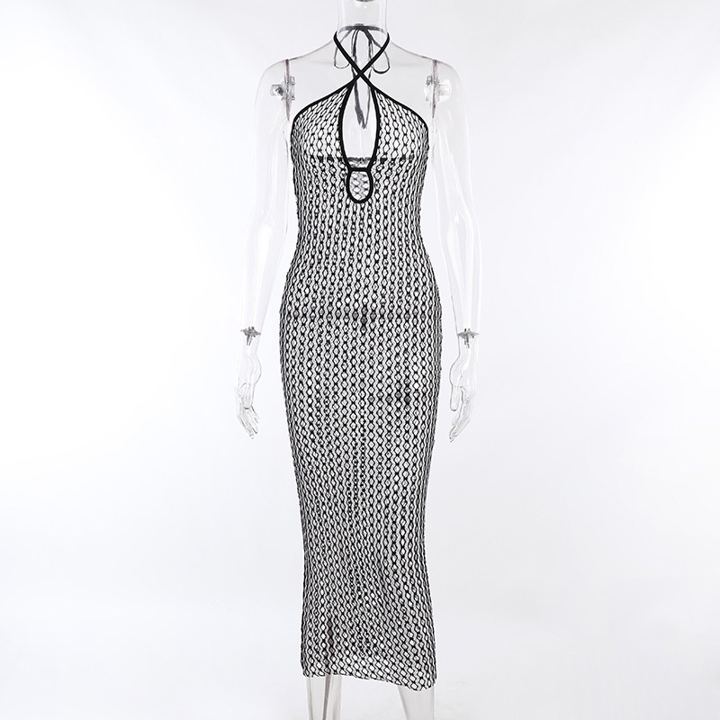 Đầm Lưới Không Tay Hở Lưng Phong Cách Đường Phố Gợi Cảm Dành Cho Nữ L0523