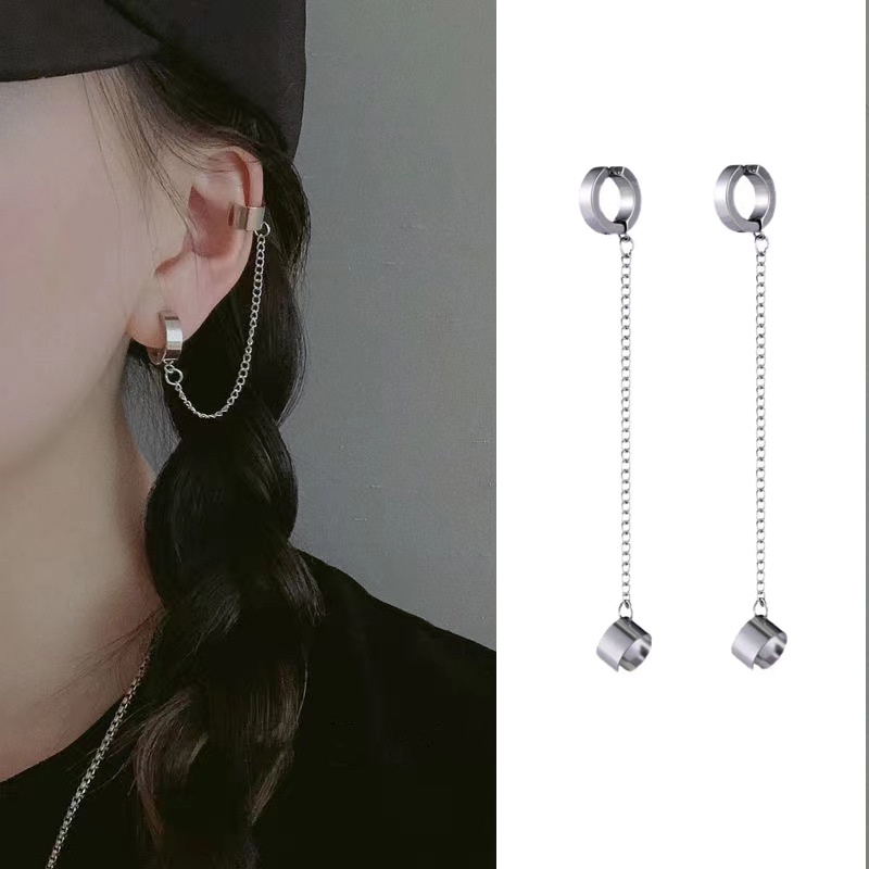 Khuyên kẹp vành tai bằng thép titan kiểu chuỗi xích cá tính