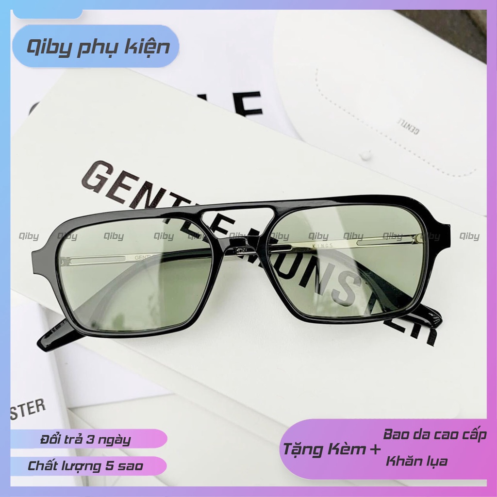 Kính Mát Thời Trang Qiby-Kings Kiểu Dáng Chữ Nhật Lục Giác màu dễ đeo không kén mặt phù hợp cả nam và nữ
