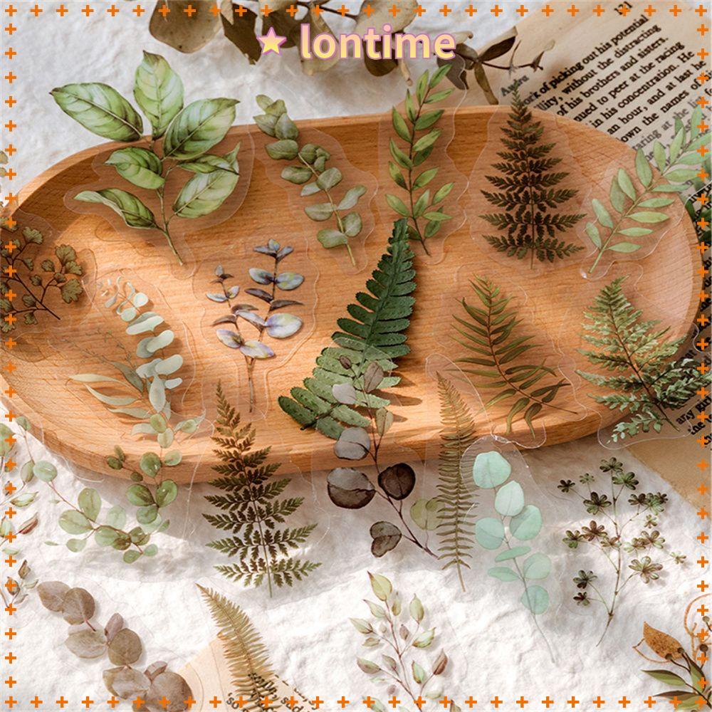 Bộ 40 nhãn dán hình thực vật hoa lá trang trí sổ lưu niệm sổ tay dễ thương xinh xắn chất liệu nhựa PET