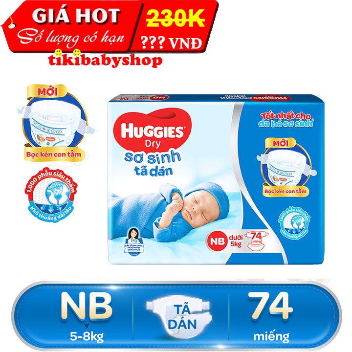 Tã dán sơ sinh Huggies NB74/ S56/ S80
