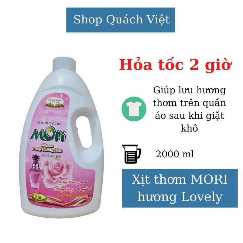 Xịt thơm quần áo MORI hương lovely - can 2L - dành cho các cửa hàng giặt sấy, giặt là, giặt ủi