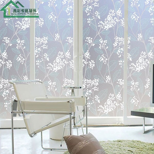 Decal 1m dán kính mờ trang trí cửa kính chống nhiệt  - hoa sao trắng lá xanh | BigBuy360 - bigbuy360.vn