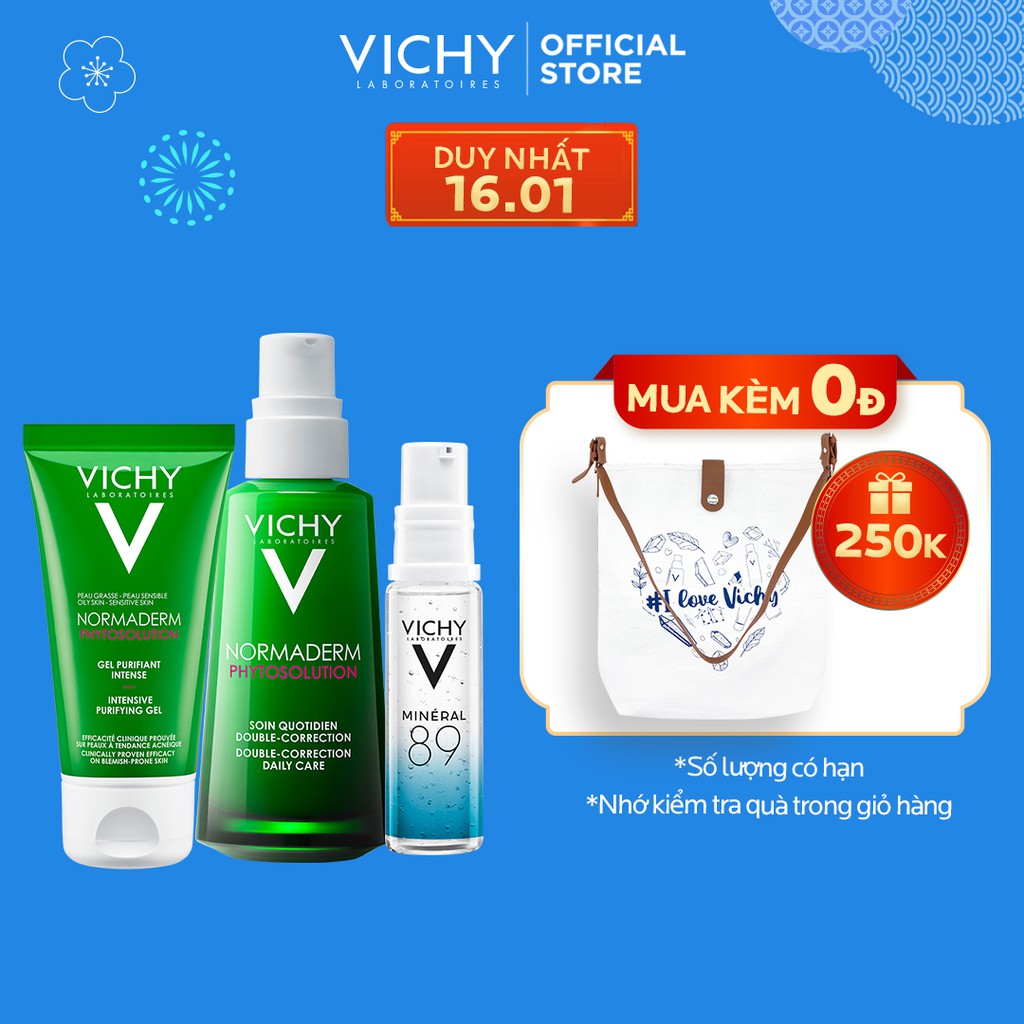 Bộ chăm sóc da chuyên sâu giúp giảm dầu giảm mụn, phục hồi và nuôi dưỡng da Vichy Normaderm Phytosolution Double-Correct | BigBuy360 - bigbuy360.vn