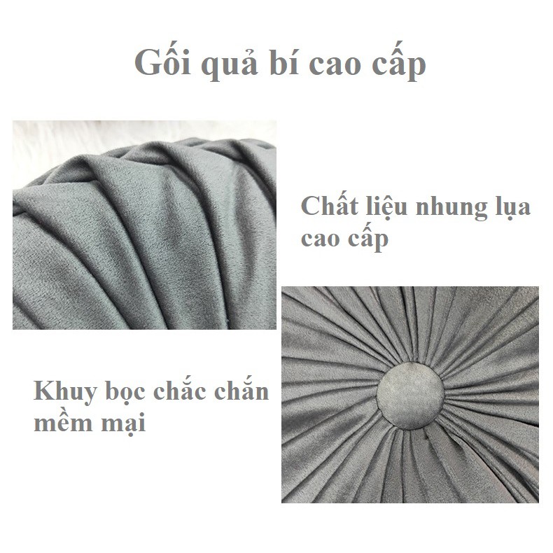 [Hàng sẵn] Gối tựa lưng sofa đệm tròn ngồi bệt hình bí ngô bánh xe sang chảnh, vải nhung cao cấp