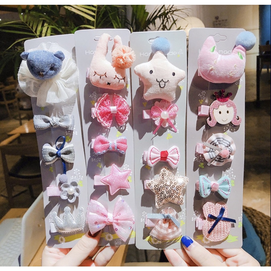 Set 5 kẹp tóc style Hàn Quốc xinh xắn cho bé yêu