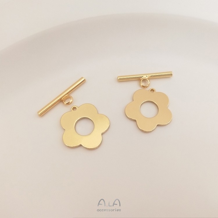 Khóa Vòng Tay / Dây Chuyền Ngọc Trai Hình Hoa Mận Mạ Vàng 14k diy
