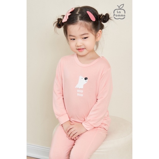Lapomme Bộ dài tay chú chó trắng Tommy La Pomme 6m-5y AW2022