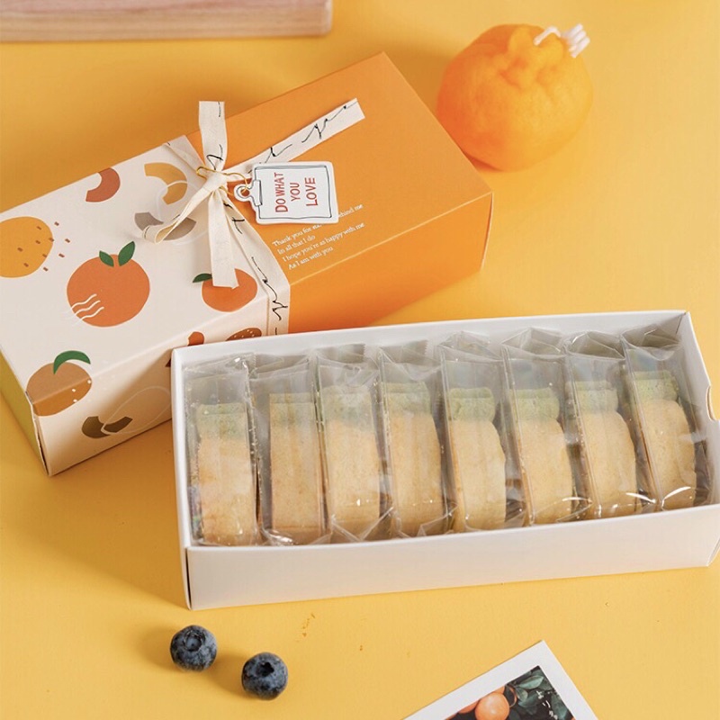 Hộp Đựng Bánh Dứa Bánh Quy Hình Chữ Nhật Hoạ Tiết Màu Cam - KAT Official Storea