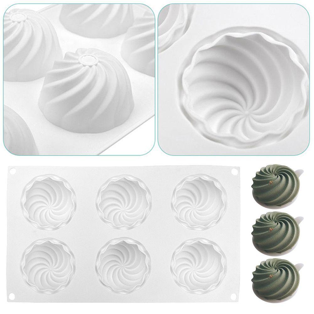 Khuôn Làm Xà Phòng / Sô Cô La / Mousse Hình Bán Cầu Xoắn Ốc 3D 6 Ngăn Tiện Lợi