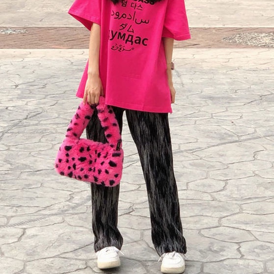 Set Áo Thun Ngắn Tay In Chữ + Quần Dài Ống Rộng Thời Trang Nữ