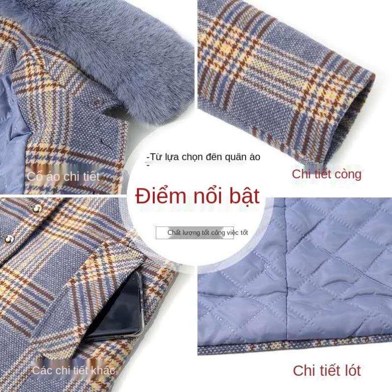 Quần áo thu đông cho mẹ khoác len trung niên cotton gió phụ nữ và cao tuổi !23!