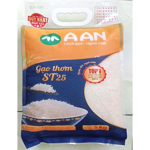 Gạo thơm A An ST25 túi 5kg - HSD LUÔN MỚI