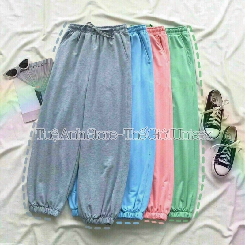 Quần Jogger Trơn Ống Bo Unisex dành cho nam nữ phom rộng 38-68kg - Quần dài thể thao chất da cá siêu đẹp lên phom chuẩn