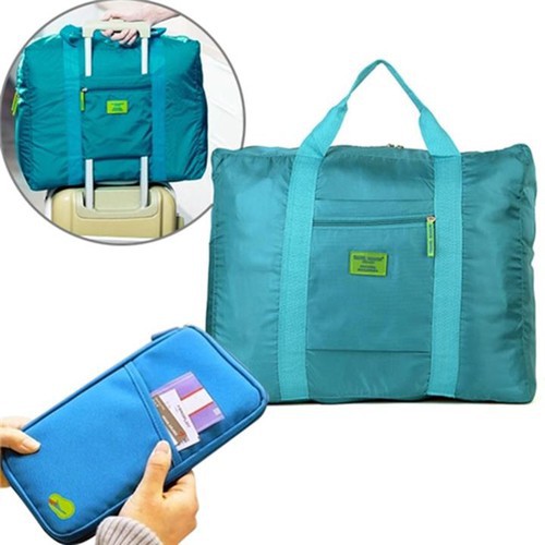 Combo túi xách du lịch gấp gọn + ví cầm tay đựng passport - BX1299