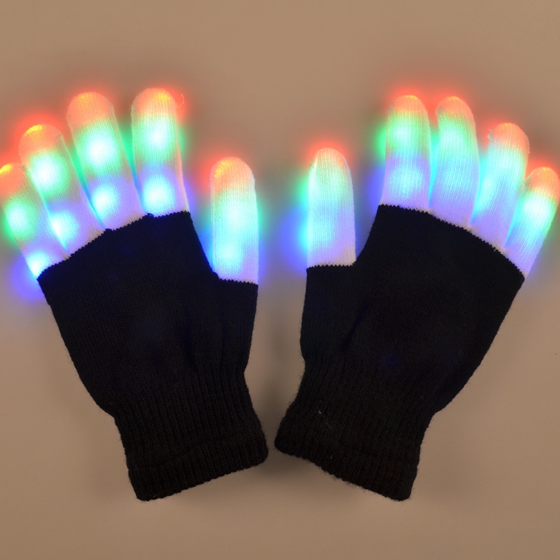 Bao Tay Phát Sáng Bằng Vải Đen, Bao Tay Đèn Led, Bao Tay Led,Ánh Sáng Rực, Sử Dụng Pin