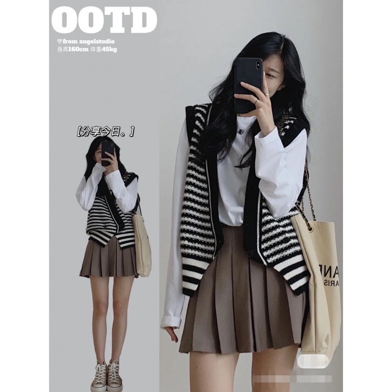 Áo Gile Kẻ Ngang Item Hot Không Thể Thiếu Trong Mùa Thu Đông