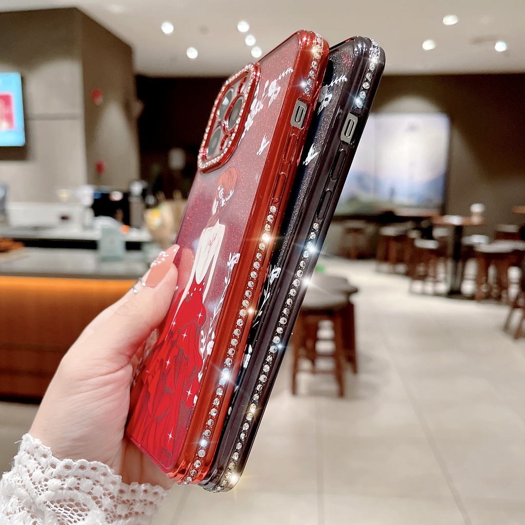 Ốp Điện Thoại Họa Tiết Cô Gái Lấp Lánh Cho iPhone 13 Pro Max 12 Pro Max 11 X XsMax Xr