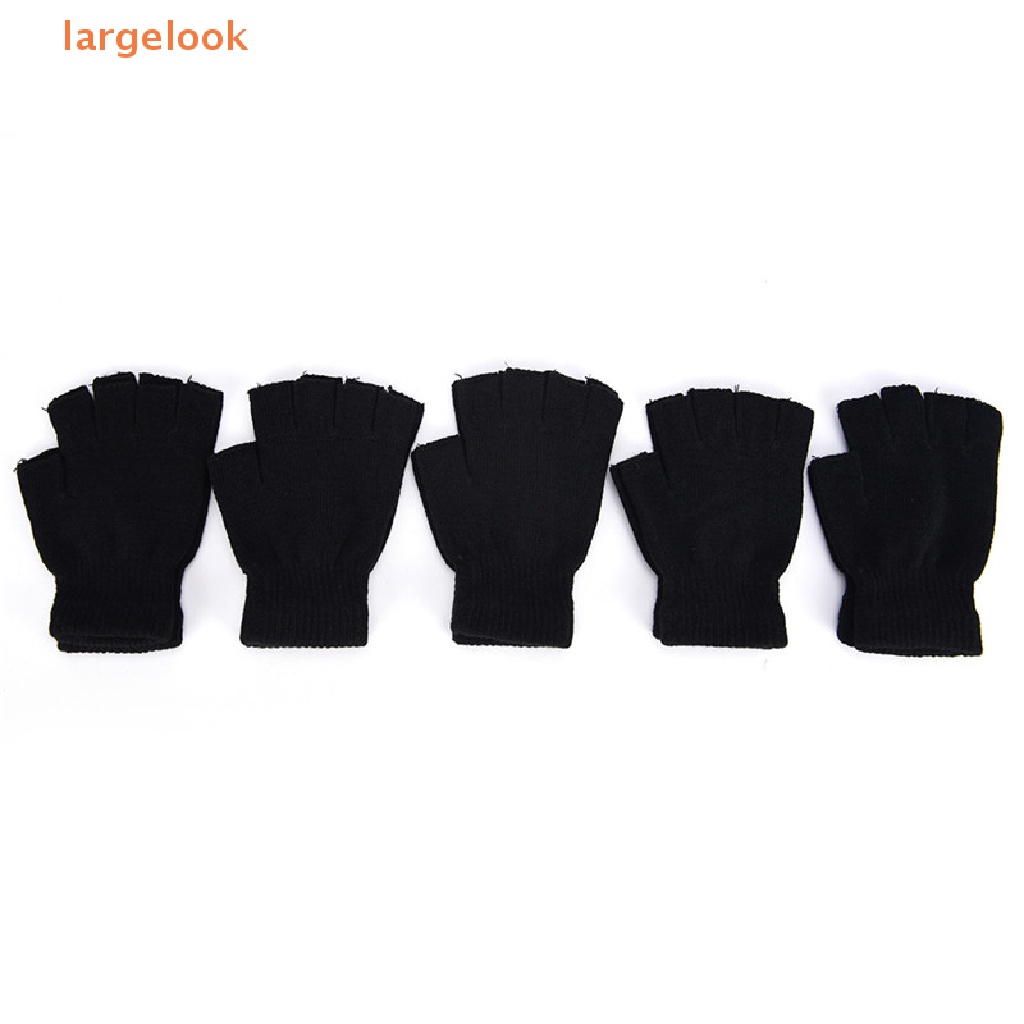 Găng Tay Len Hở Ngón Màu Đen Thời Trang Cho Nam