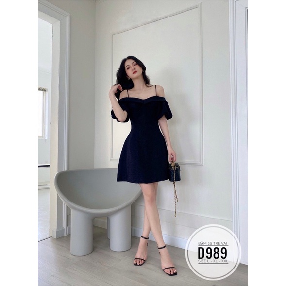 Bigsize Đầm 2S trễ vai D989