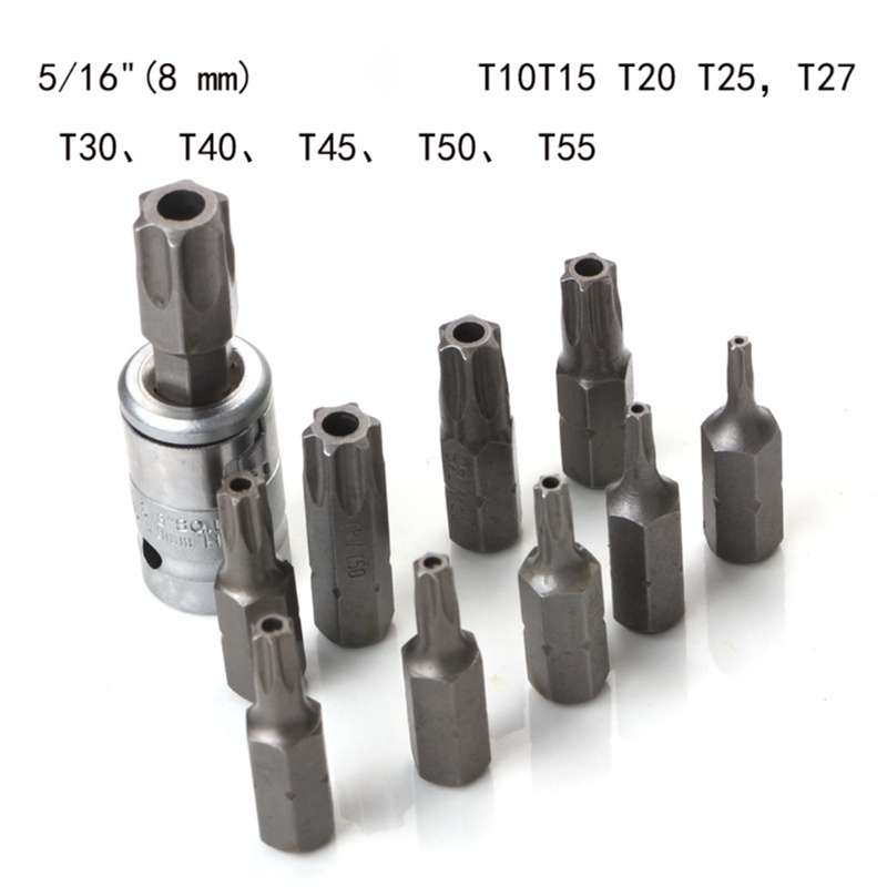Bộ 34 đầu vặn ốc vít kiểu Torx Cr-V bằng thép loại 3/ 8&quot; &amp; 5 /16&quot; tiện dụng