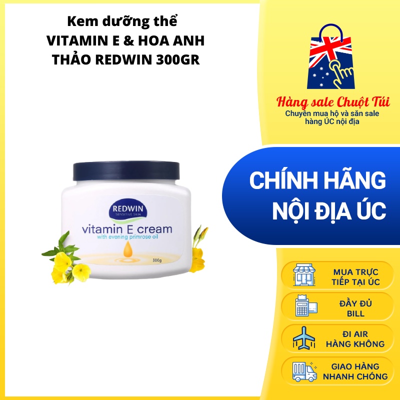 Kem Vitamin E & Tinh dầu Hoa anh Thảo Redwin Úc