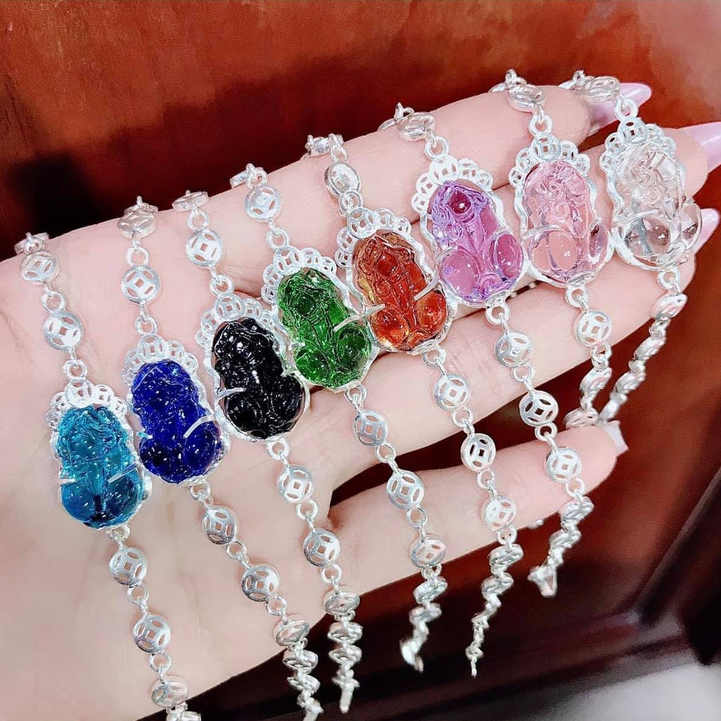 Lắc tay tỳ hưu bạc ta , dây lắc hình kim tiền đem lại tài lộc may mắn - Vàng bạc Khải Khải