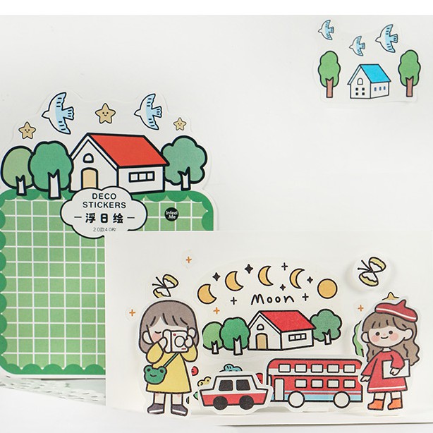 Gói Sticker dán trang trí Deco Stickers Cô gái tóc xoăn 40 miếng/set