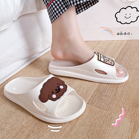 Dép gấu trà sữa 3 màu pastel có thông hơi siêu êm