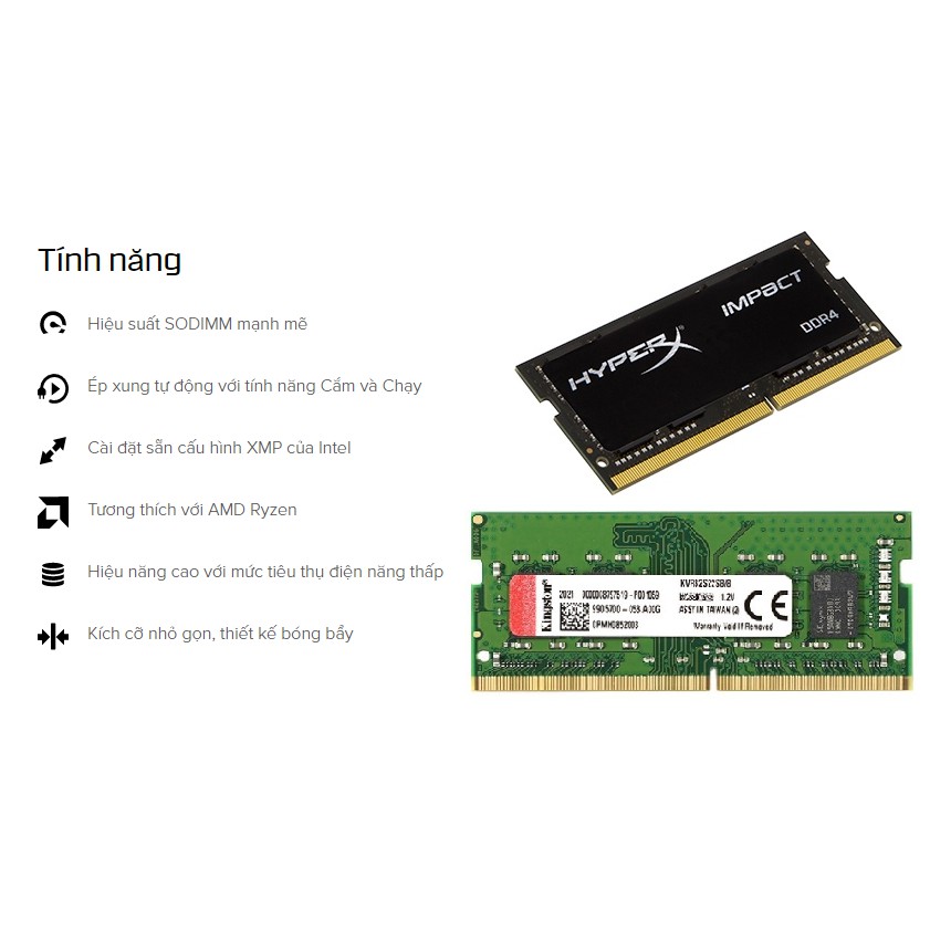 Ram Laptop 16GB DDR4 Kingston 3200MHz Chính Hãng - Mới Bảo hành 36 tháng