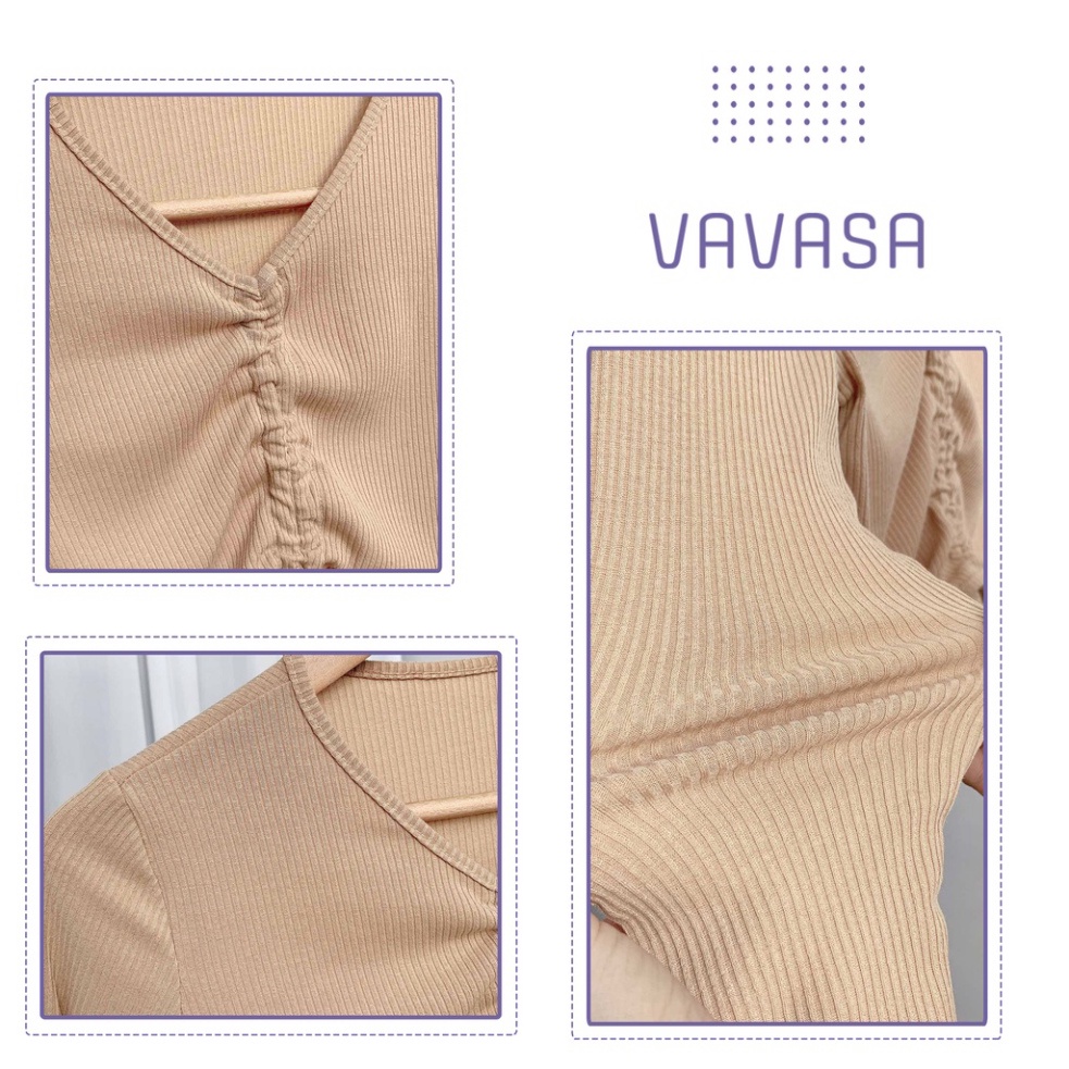 Áo croptop nữ tay dài kiểu ôm rút dây cổ tim bigsize thun body VAVASA CT03 - Hàng nhập khẩu | BigBuy360 - bigbuy360.vn
