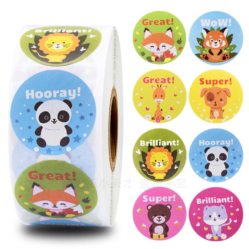 Cuộn 500 sticker khích lệ khen thưởng học tập cho học sinh