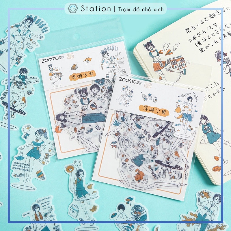 Combo 40 miếng sticker dán sổ trang trí hình nhân vật anime - VP060